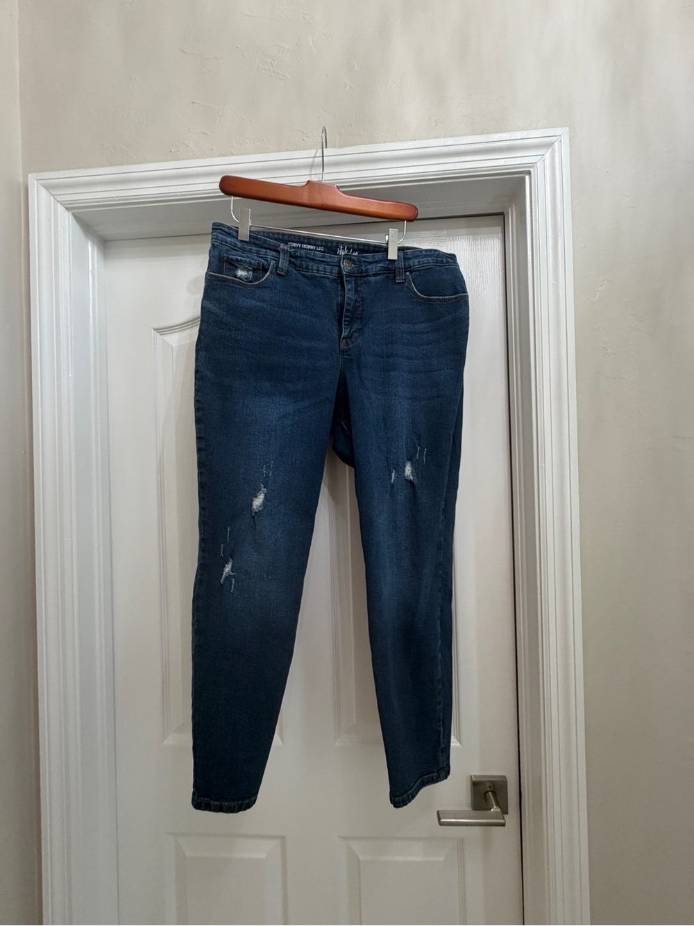 Style & Co. Dark Blue Boyfriend Jeans with Light Distressing